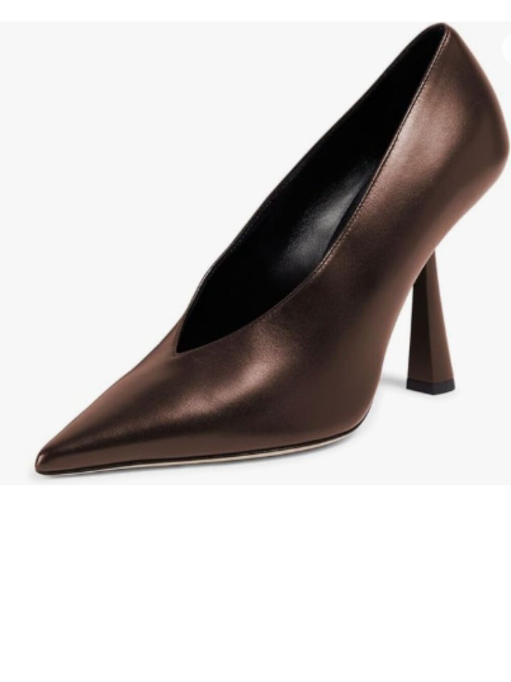 miss left Brown V-Cut Closed Pointed Toe Pumps Slip On High Heel Elegant Shoes